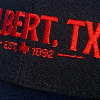 YUPOONG ALBERT TEXAS HAT - BLACK W/ RED STITCHING